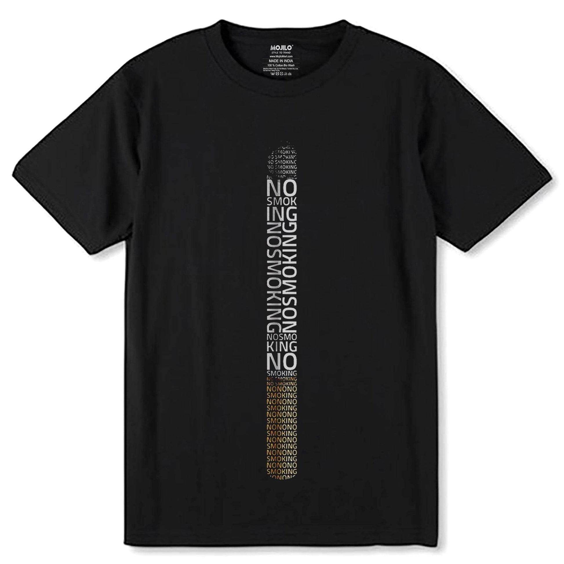 NO SMOKING - Unisex Round Neck Regular Fit 100% Combed Cotton Half Sleeve T-Shirt - Mojilo Mart