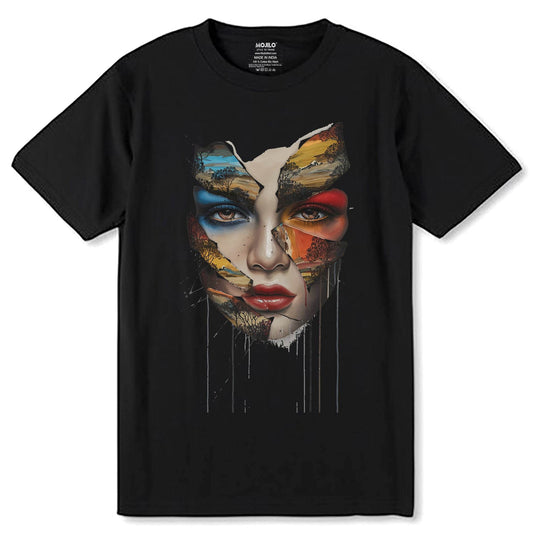Nature Girl Face - Unisex Round Neck Regular Fit 100% Combed Cotton Half Sleeve T-Shirt - Mojilo Mart
