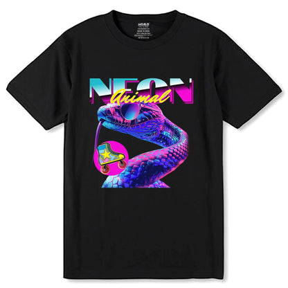Neon Animal Snake - Unisex Round Neck Regular Fit 100% Combed Cotton Half Sleeve T-Shirt - Mojilo Mart
