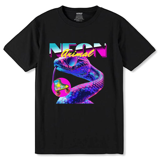 Neon Animal Snake - Unisex Round Neck Regular Fit 100% Combed Cotton Half Sleeve T-Shirt - Mojilo Mart