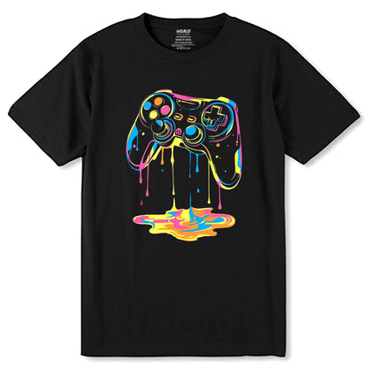 Neon Graffiti Gaming Controller - Unisex Round Neck Regular Fit 100% Combed Cotton Half Sleeve T-Shirt - Mojilo Mart