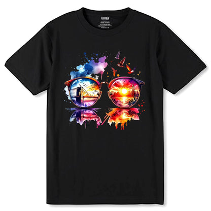 Neon Sunglasses Tshirt - Unisex Round Neck Regular Fit 100% Combed Cotton Half Sleeve T-Shirt - Mojilo Mart