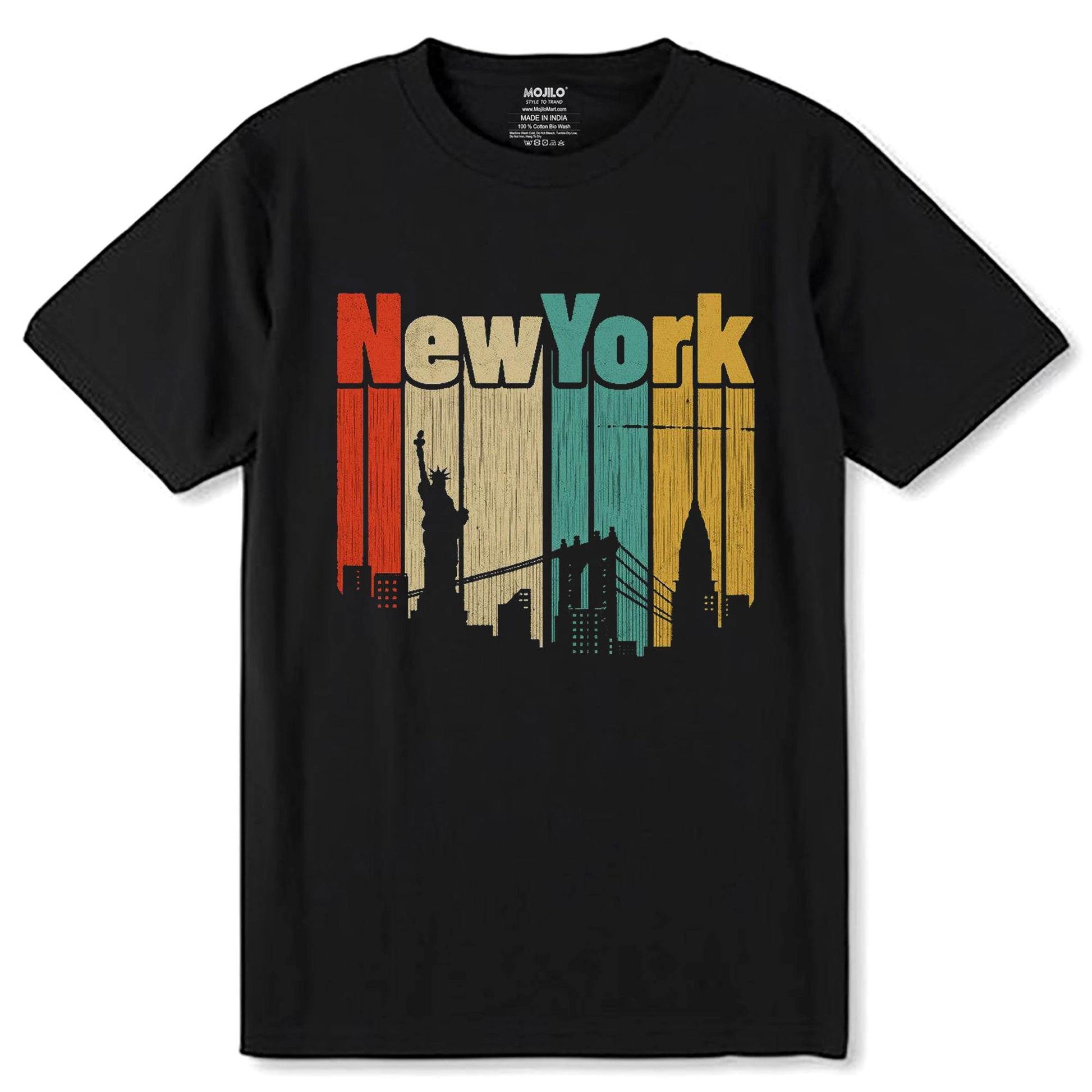 New York - Unisex Round Neck Regular Fit 100% Combed Cotton Half Sleeve T-Shirt - Mojilo Mart