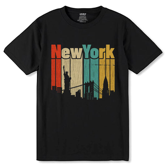 New York - Unisex Round Neck Regular Fit 100% Combed Cotton Half Sleeve T-Shirt - Mojilo Mart