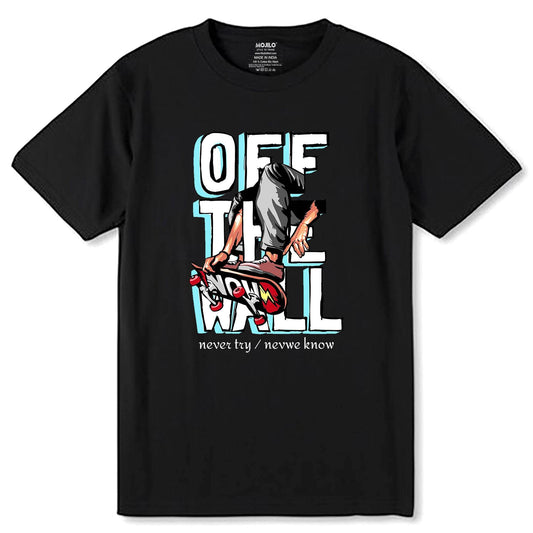 Off The Wall - Unisex Round Neck Regular Fit 100% Combed Cotton Half Sleeve T-Shirt - Mojilo Mart