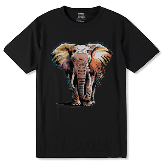 Optical Illusion Elephant - Unisex Round Neck Regular Fit 100% Combed Cotton Half Sleeve T-Shirt - Mojilo Mart