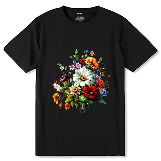 Opulent Bloom Tee - Unisex Round Neck Regular Fit 100% Combed Cotton Half Sleeve T-Shirt - Mojilo Mart