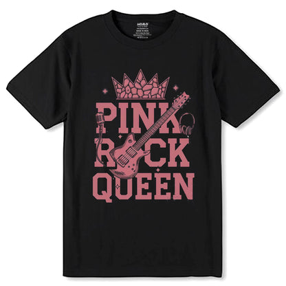 PINK ROCK QUEEN - Unisex Round Neck Regular Fit 100% Combed Cotton Half Sleeve T-Shirt - Mojilo Mart