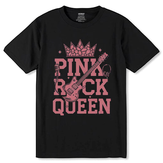 PINK ROCK QUEEN - Unisex Round Neck Regular Fit 100% Combed Cotton Half Sleeve T-Shirt - Mojilo Mart