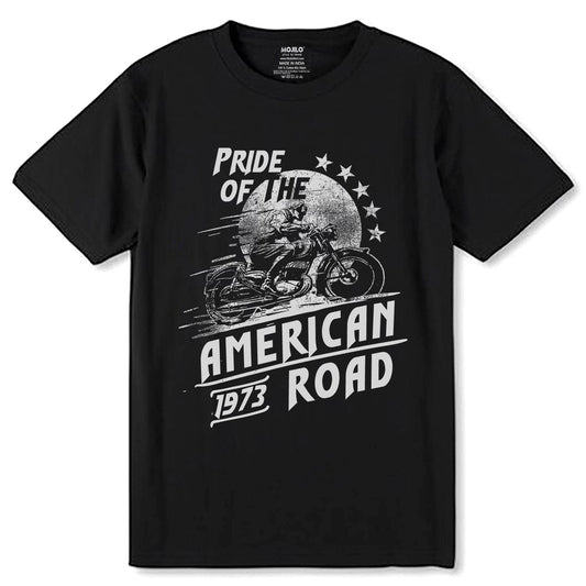 PRIDE OF THE AMERICAN 1973 ROAD - Unisex Round Neck Regular Fit 100% Combed Cotton Half Sleeve T-Shirt - Mojilo Mart