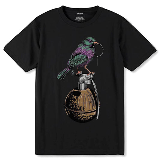 PULL THE PIN & WATCH ME - Unisex Round Neck Regular Fit 100% Combed Cotton Half Sleeve T-Shirt - Mojilo Mart