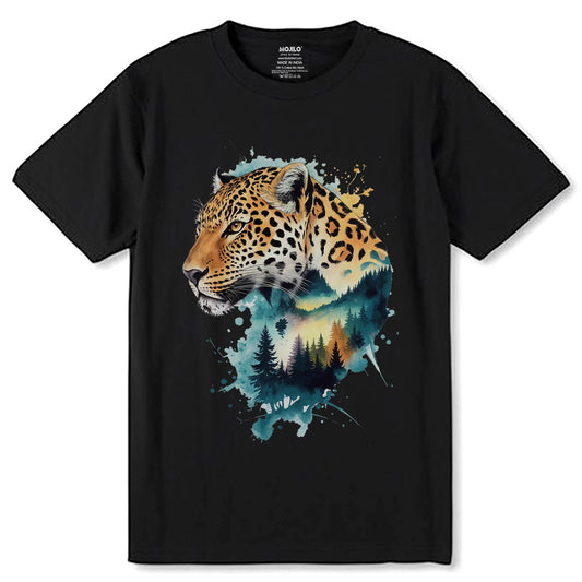 Panther Beast Animal World Predator Wild - Unisex Round Neck Regular Fit 100% Combed Cotton Half Sleeve T-Shirt - Mojilo Mart