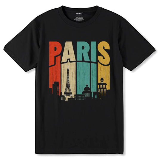 Paris Eiffel Tower - Unisex Round Neck Regular Fit 100% Combed Cotton Half Sleeve T-Shirt - Mojilo Mart