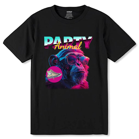 Party Animal - Unisex Round Neck Regular Fit 100% Combed Cotton Half Sleeve T-Shirt - Mojilo Mart