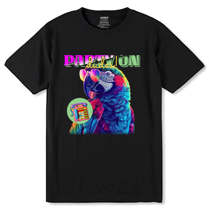 Party On - Unisex Round Neck Regular Fit 100% Combed Cotton Half Sleeve T-Shirt - Mojilo Mart