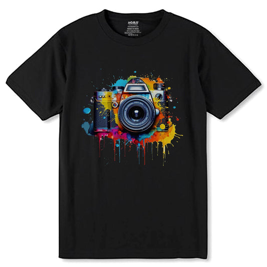 Photography Design Camera - Unisex Round Neck Regular Fit 100% Combed Cotton Half Sleeve T-Shirt - Mojilo Mart