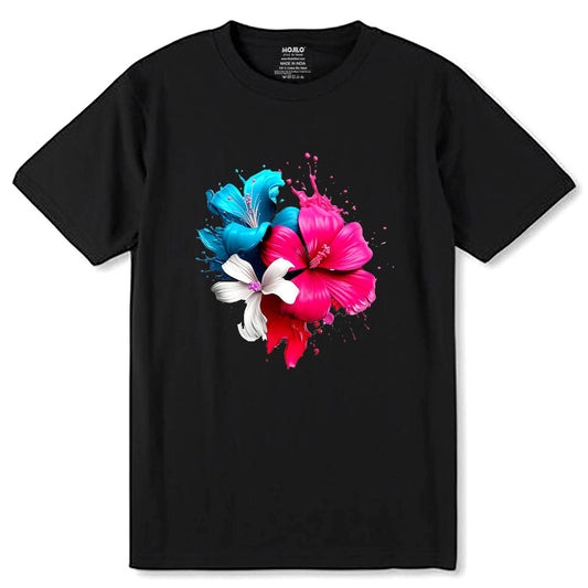 Pink Fantasy Flowers Tshirt - Unisex Round Neck Regular Fit 100% Combed Cotton Half Sleeve T-Shirt - Mojilo Mart