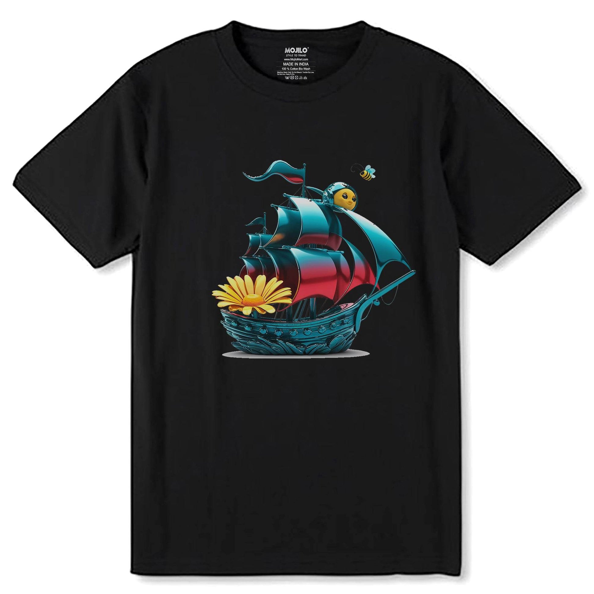 Pirate Ship - Unisex Round Neck Regular Fit 100% Combed Cotton Half Sleeve T-Shirt (Copy) - Mojilo Mart