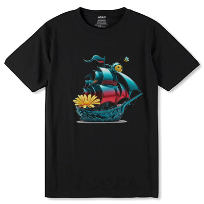 Pirate Ship - Unisex Round Neck Regular Fit 100% Combed Cotton Half Sleeve T-Shirt (Copy) - Mojilo Mart