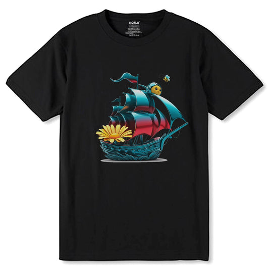 Pirate Ship - Unisex Round Neck Regular Fit 100% Combed Cotton Half Sleeve T-Shirt (Copy) - Mojilo Mart