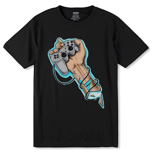 Play Station Controller - Unisex Round Neck Regular Fit 100% Combed Cotton Half Sleeve T-Shirt - Mojilo Mart