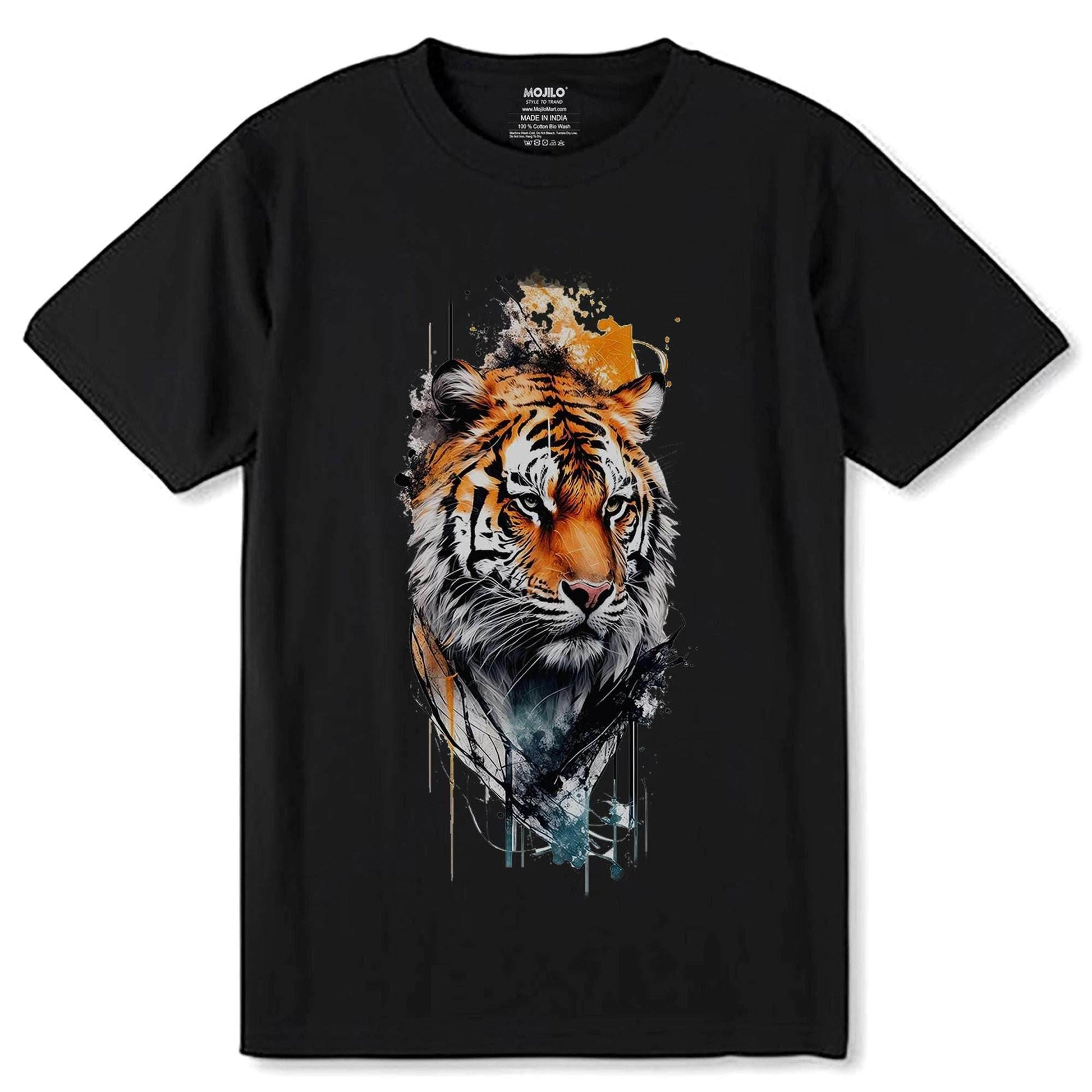 Portrait of a Tiger - Unisex Round Neck Regular Fit 100% Combed Cotton Half Sleeve T-Shirt - Mojilo Mart