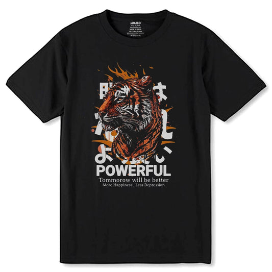 Powerful TIGER - Unisex Round Neck Regular Fit 100% Combed Cotton Half Sleeve T-Shirt - Mojilo Mart