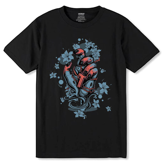 Premium 3d hand Designs - Unisex Round Neck Regular Fit 100% Combed Cotton Half Sleeve T-Shirt - Mojilo Mart