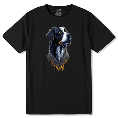 Proud Bernese Mountain Dog Head as Portrait Drawing Style - Unisex Round Neck Regular Fit 100% Combed Cotton Half Sleeve T-Shirt - Mojilo Mart