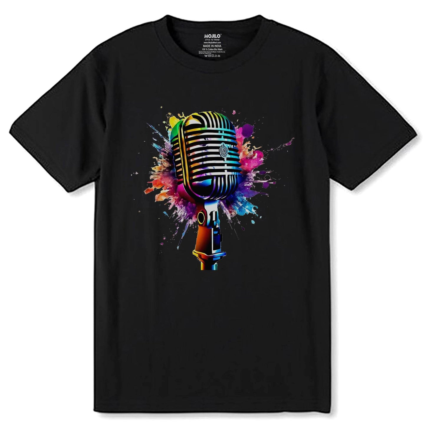 Psychedelic Microphone Echo Sonic Dreams Unleashed - Unisex Round Neck Regular Fit 100% Combed Cotton Half Sleeve T-Shirt - Mojilo Mart