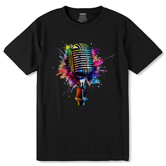 Psychedelic Microphone Echo Sonic Dreams Unleashed - Unisex Round Neck Regular Fit 100% Combed Cotton Half Sleeve T-Shirt - Mojilo Mart