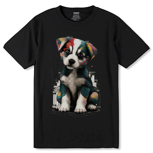 Puppy Splash - Unisex Round Neck Regular Fit 100% Combed Cotton Half Sleeve T-Shirt - Mojilo Mart