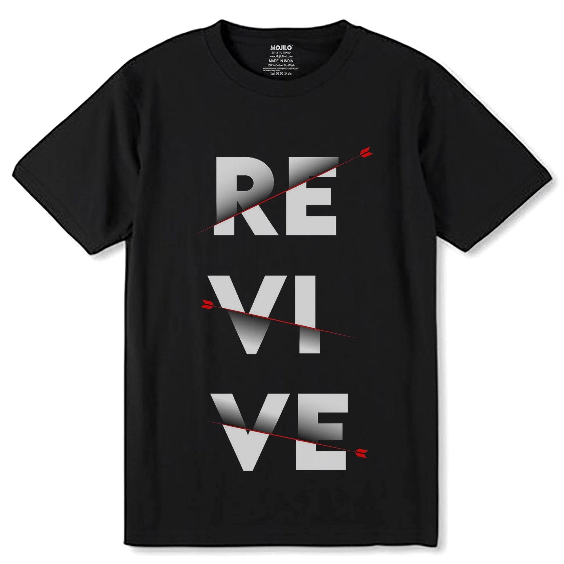 RE VI VE - Unisex Round Neck Regular Fit 100% Combed Cotton Half Sleeve T-Shirt - Mojilo Mart