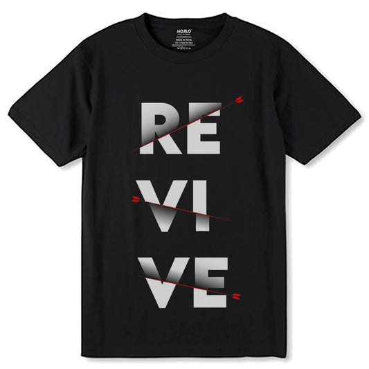 RE VI VE - Unisex Round Neck Regular Fit 100% Combed Cotton Half Sleeve T-Shirt - Mojilo Mart
