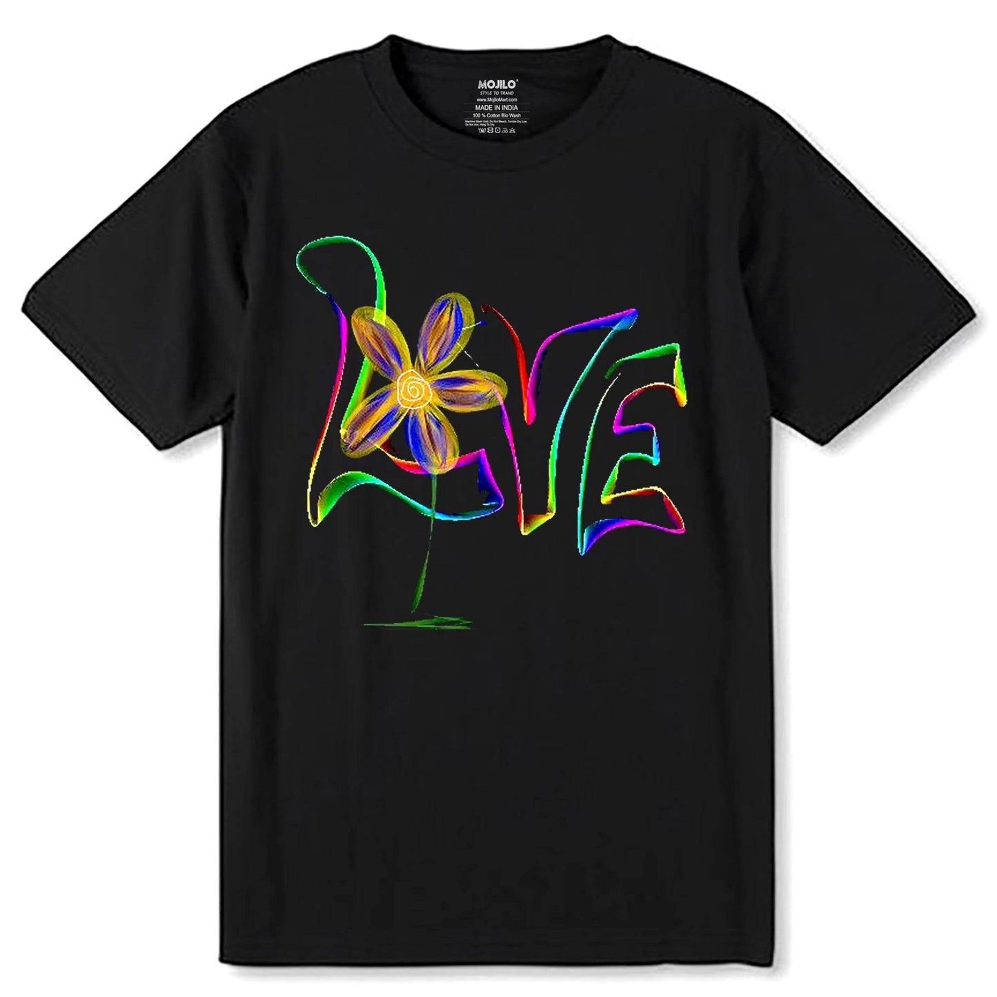 Rainbow Love - Unisex Round Neck Regular Fit 100% Combed Cotton Half Sleeve T-Shirt - Mojilo Mart