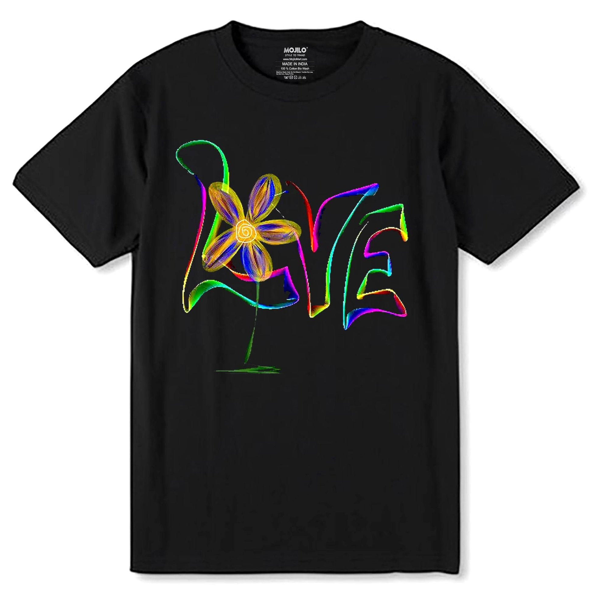 Rainbow Love - Unisex Round Neck Regular Fit 100% Combed Cotton Half Sleeve T-Shirt - Mojilo Mart