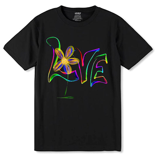Rainbow Love - Unisex Round Neck Regular Fit 100% Combed Cotton Half Sleeve T-Shirt - Mojilo Mart