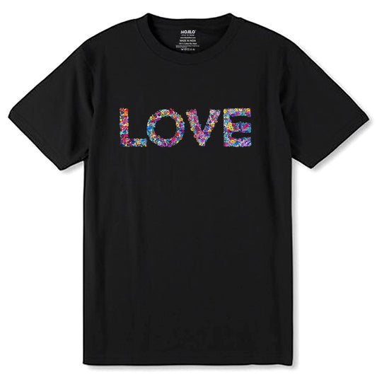 Retro Love Graphic Tee - Unisex Round Neck Regular Fit 100% Combed Cotton Half Sleeve T-Shirt - Mojilo Mart