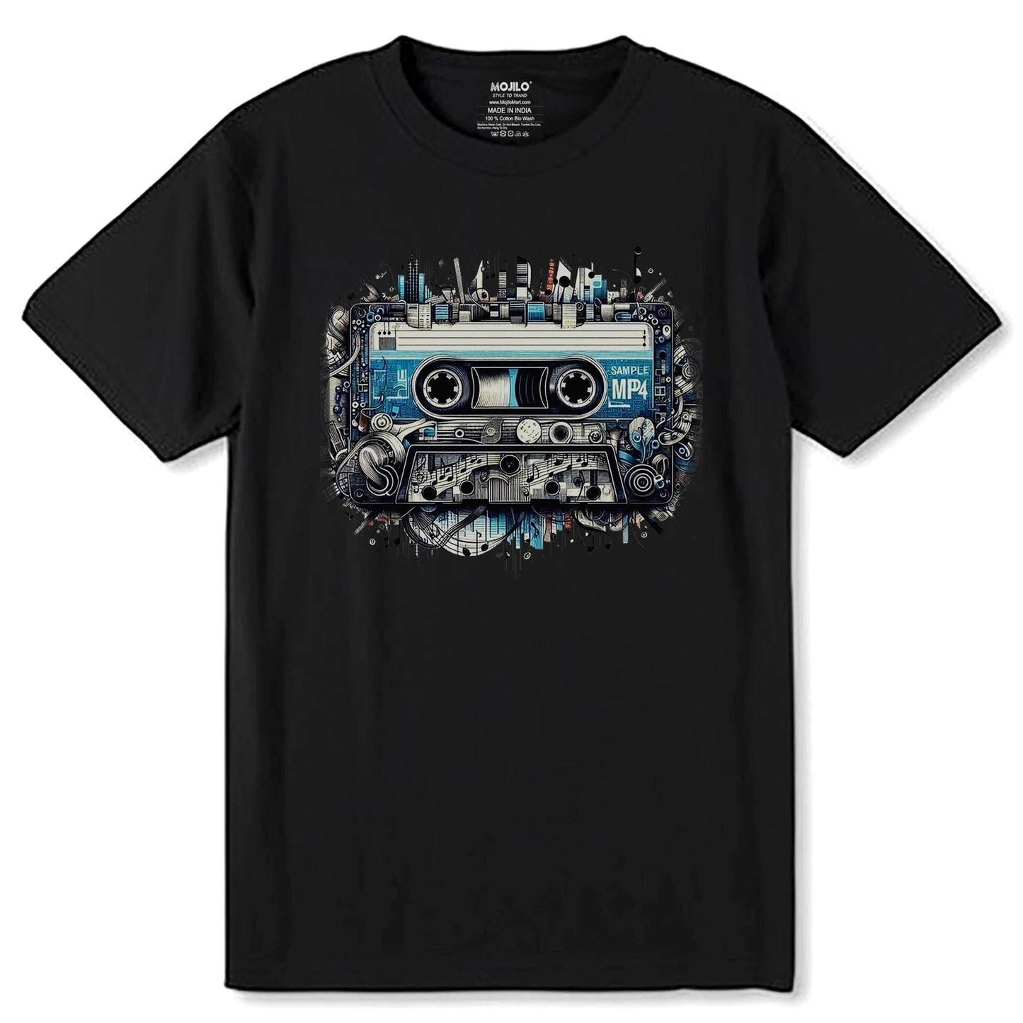Retro Vibes Mixtape - Unisex Round Neck Regular Fit 100% Combed Cotton Half Sleeve T-Shirt - Mojilo Mart