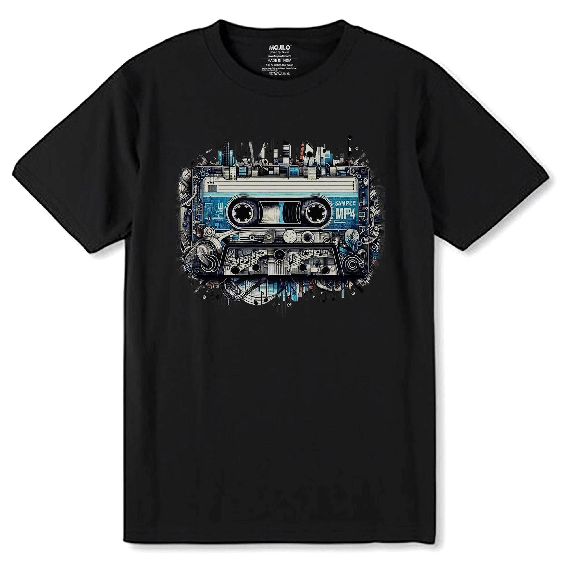 Retro Vibes Mixtape - Unisex Round Neck Regular Fit 100% Combed Cotton Half Sleeve T-Shirt - Mojilo Mart