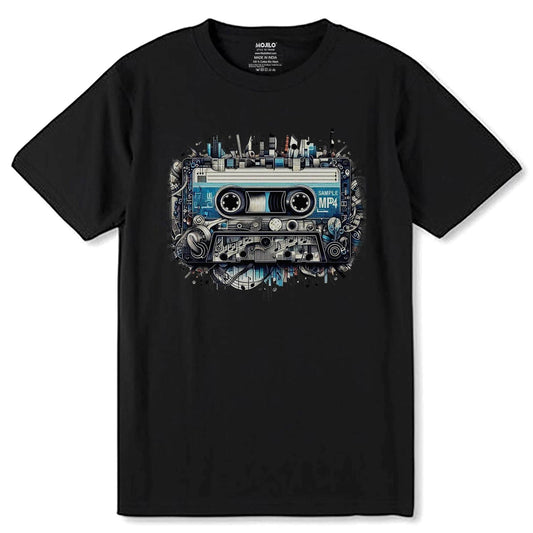 Retro Vibes Mixtape - Unisex Round Neck Regular Fit 100% Combed Cotton Half Sleeve T-Shirt - Mojilo Mart