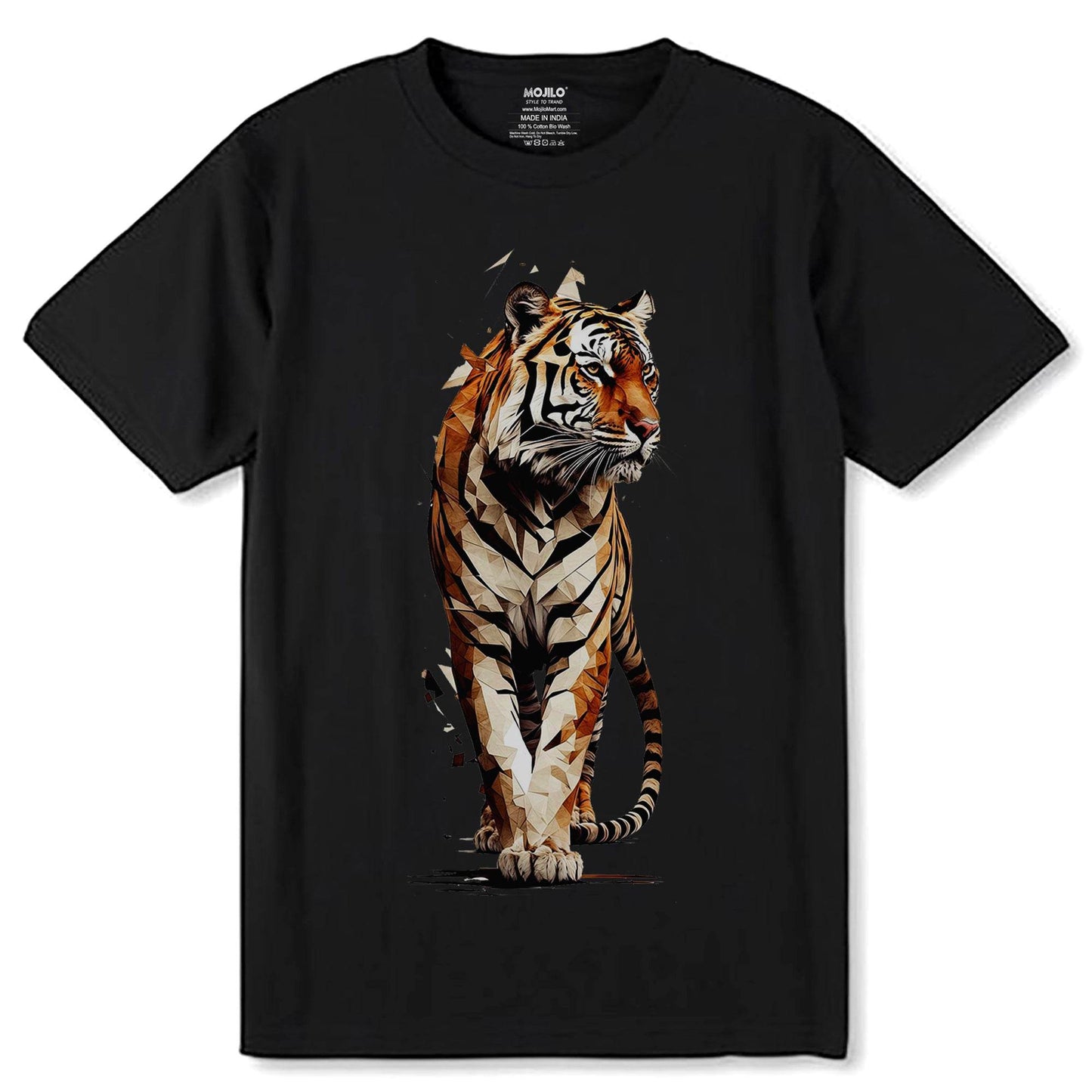 Roaring Beauty 3D Tiger - Unisex Round Neck Regular Fit 100% Combed Cotton Half Sleeve T-Shirt - Mojilo Mart
