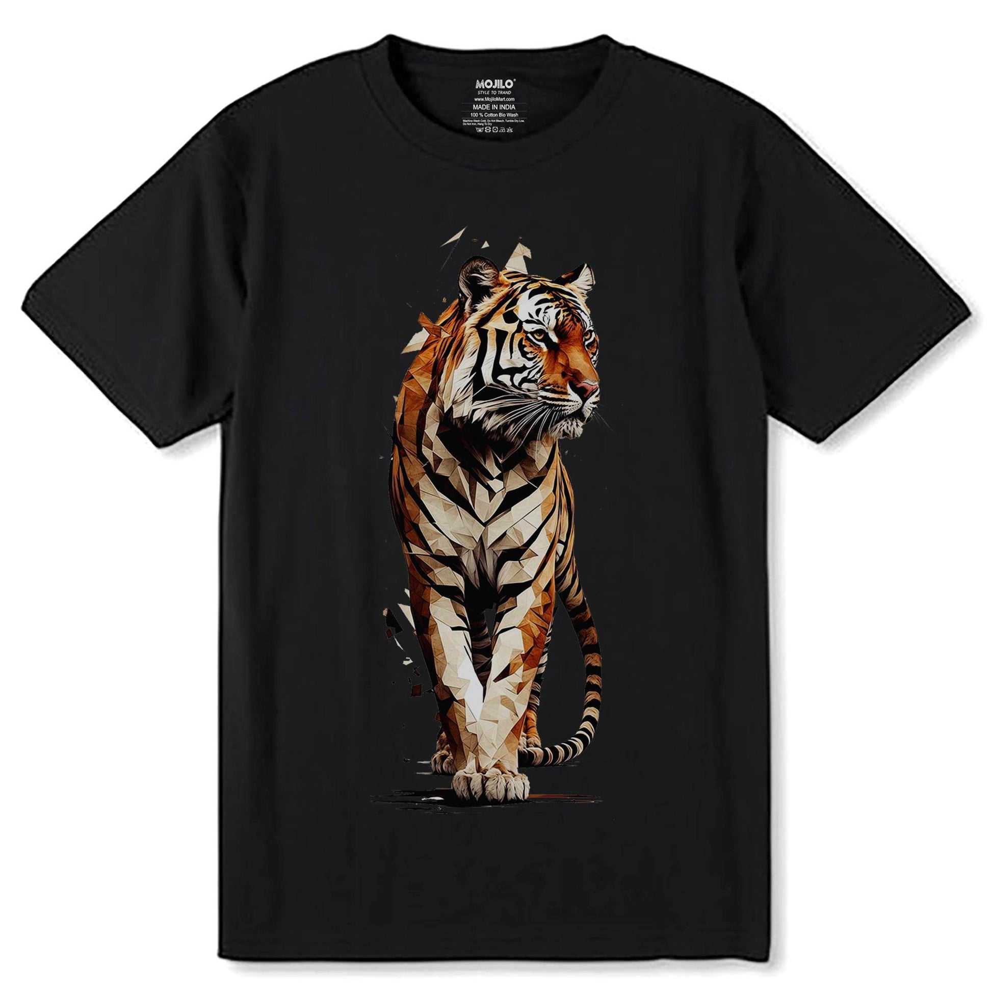 Roaring Beauty 3D Tiger - Unisex Round Neck Regular Fit 100% Combed Cotton Half Sleeve T-Shirt - Mojilo Mart