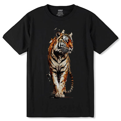Roaring Beauty 3D Tiger - Unisex Round Neck Regular Fit 100% Combed Cotton Half Sleeve T-Shirt - Mojilo Mart