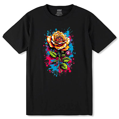 Rose Flowers Colors - Unisex Round Neck Regular Fit 100% Combed Cotton Half Sleeve T-Shirt - Mojilo Mart
