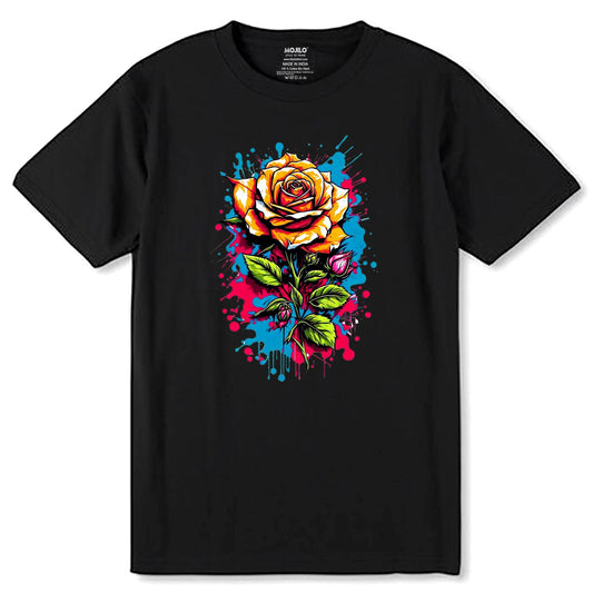 Rose Flowers Colors - Unisex Round Neck Regular Fit 100% Combed Cotton Half Sleeve T-Shirt - Mojilo Mart
