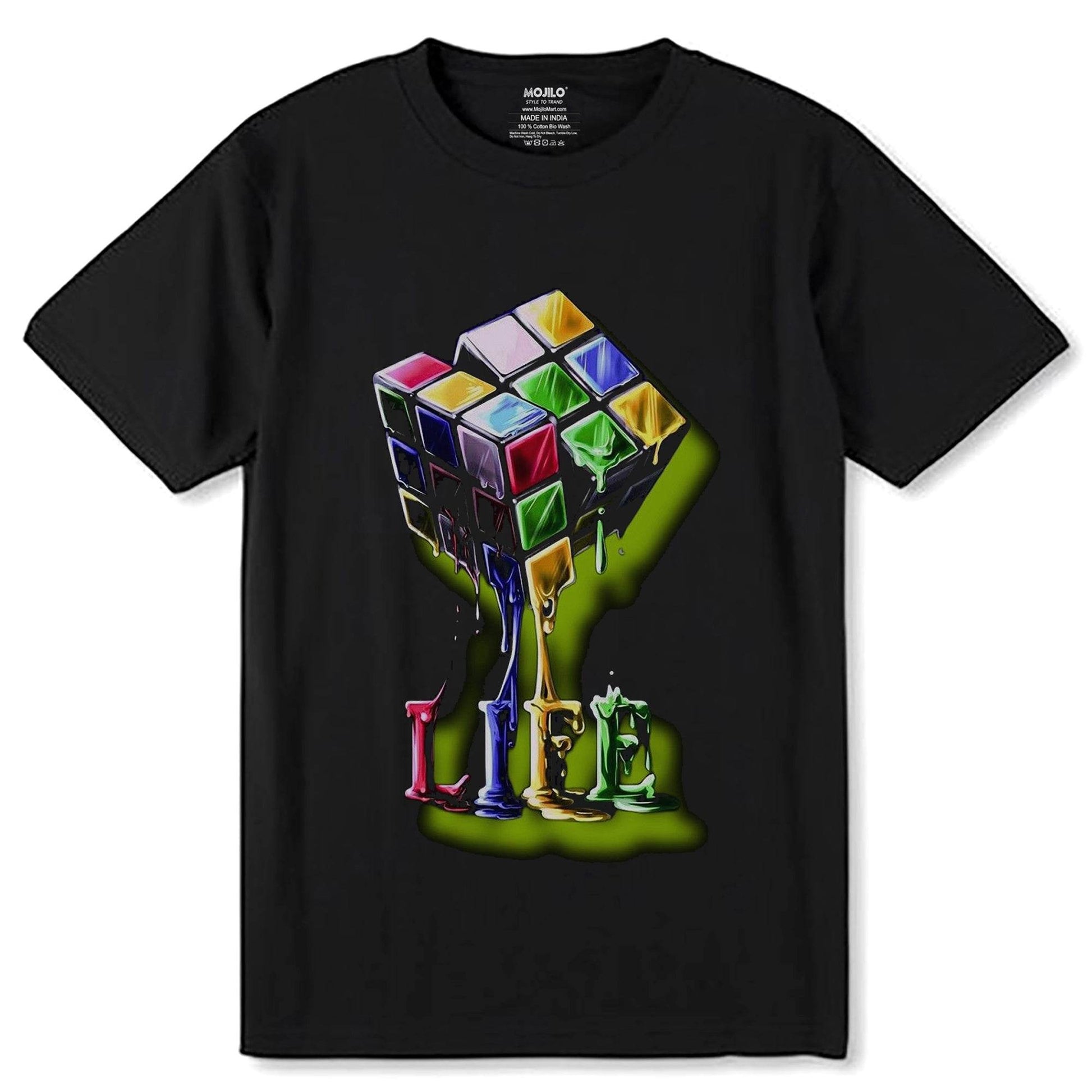 Rubik Cube Life - Unisex Round Neck Regular Fit 100% Combed Cotton Half Sleeve T-Shirt - Mojilo Mart