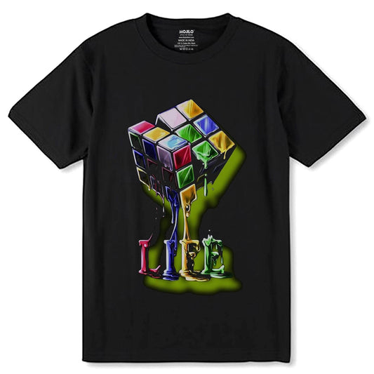 Rubik Cube Life - Unisex Round Neck Regular Fit 100% Combed Cotton Half Sleeve T-Shirt - Mojilo Mart