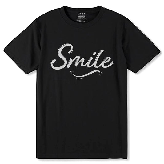 SMILE - Unisex Round Neck Regular Fit 100% Combed Cotton Half Sleeve T-Shirt - Mojilo Mart