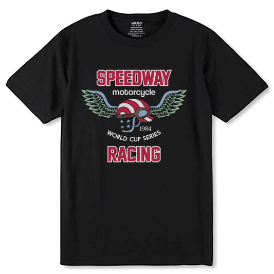 SPEEDWAY motorcycle 1984 WORLD CUP SERIES RACING - Unisex Round Neck Regular Fit 100% Combed Cotton Half Sleeve T-Shirt - Mojilo Mart